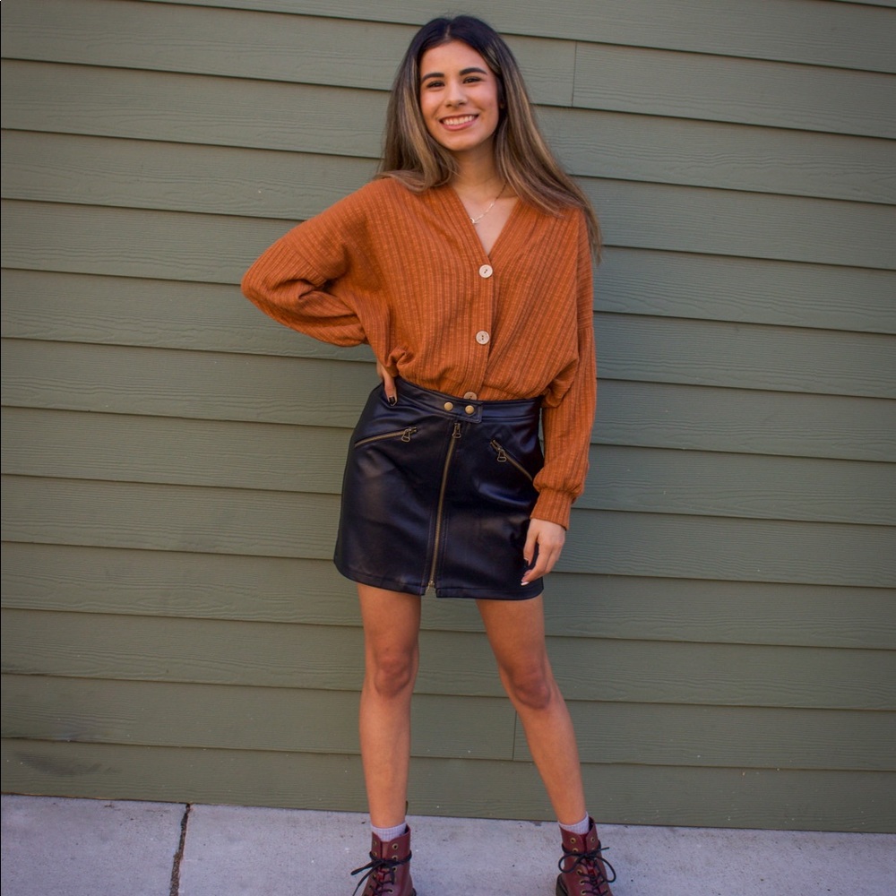 Vegan Leather Skirt in Black